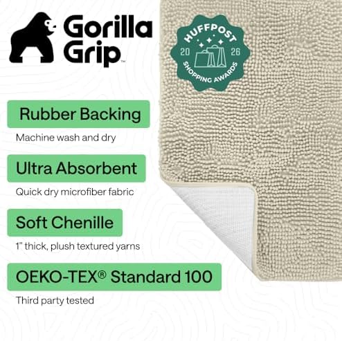 Bath Rug Mat for Bathroom, Thick Chenille, 24x17 Dusty Cloud