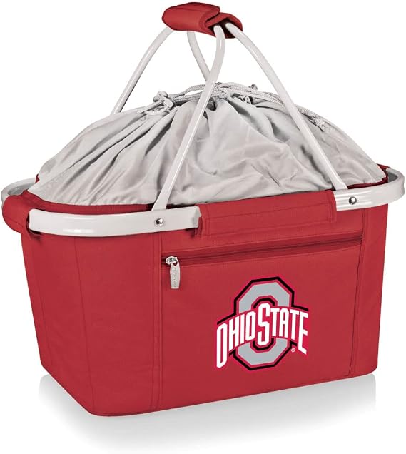 PICNIC TIME NCAA Ohio State Buckeyes Metro Shopping Basket - Insulated Picnic Basket - Collapsible Market Basket - Utili