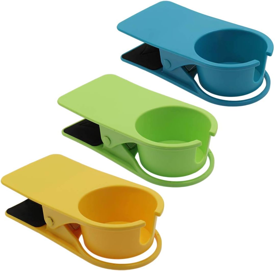 3Pcs Drinking Cup Holder Clip, Blue, Green and Yellow