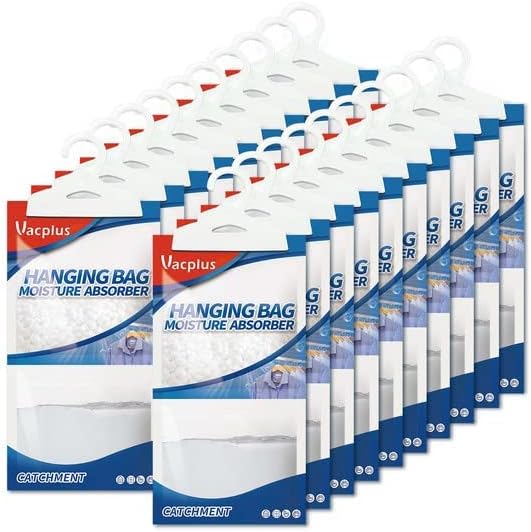 Vacplus Moisture Absorber, 20 Pack Hanging Bags, Fragrance Free