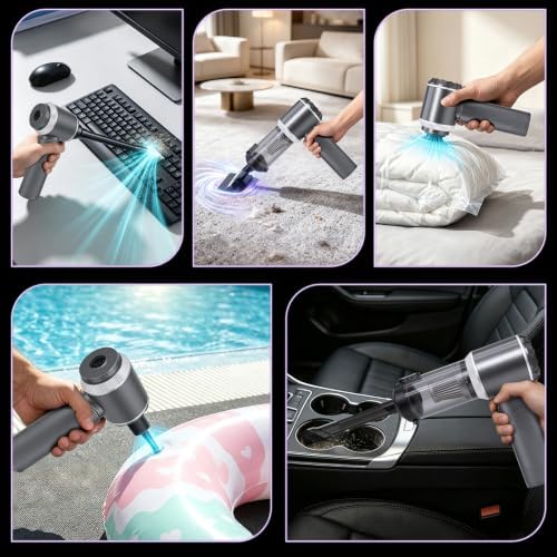 Cordless Portable Handheld Car Vacuum Cleaner, 20000PA High Power Hand Vac with One-Button Empty Dustbin, Multiple Nozzles Included for Car, Home & Office