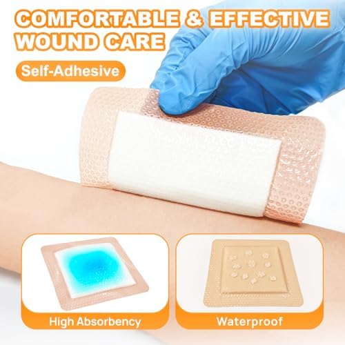 Silicone Super Absorbent Wound Dressing 5" x 5", 10 Individual Pack