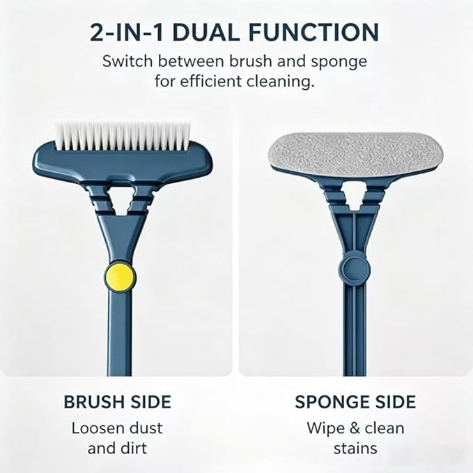 2-in-1 Window Cleaning Brush & Wiper,2026 New Window Screen Cleaner Multi-Purpose Cleaning Brush, Upgrade Multi-Purpose Cleanings Brush for Patio, Door, Porch Screens (1PCS)