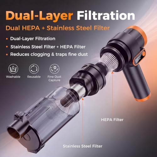 Cordless Handheld Vacuum, 18000Pa Car Vacuum Brushless Motor