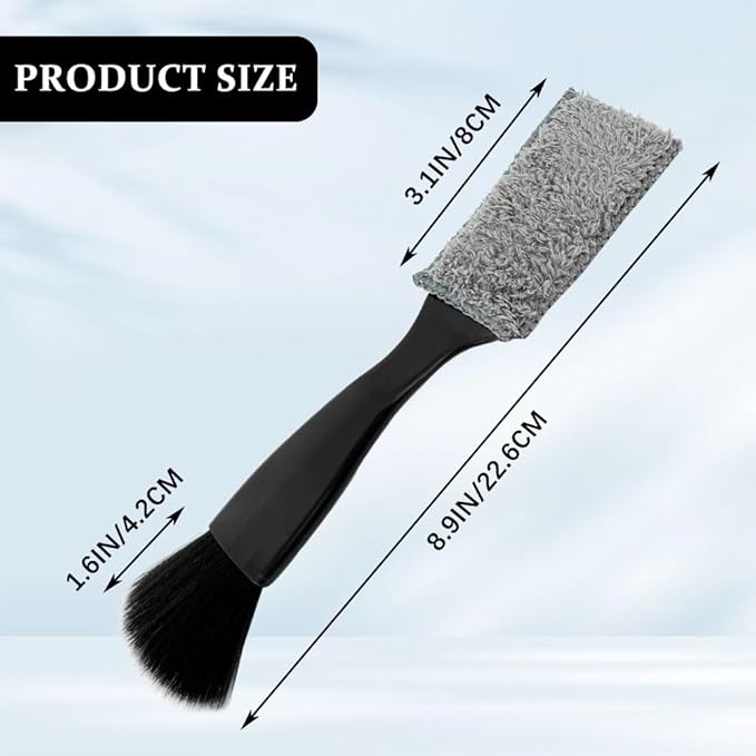 Universal 2 in 1 Duster for Car Clean, Car Vent Cleaner, Double Head Brush, Car Cleaning Accessories Interior Washing Brush Fit for Vehicle Dashboard Screen, Air Conditioning, Computer (Black)