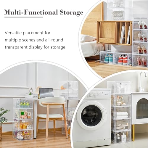 6 Pack Storage Bins with Lids, 19 Qt Stackable Clear Storage Box