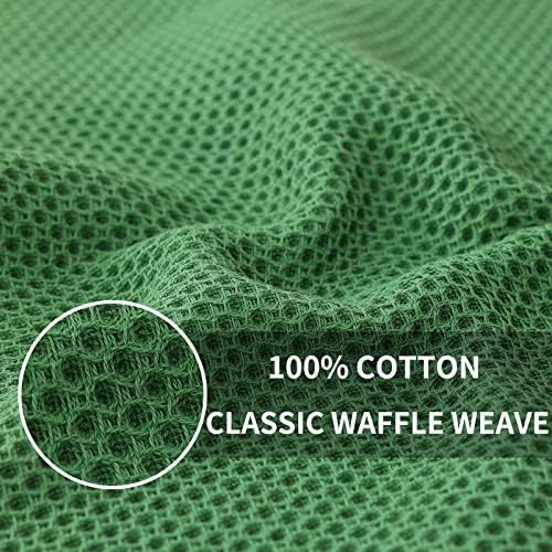 100% Cotton Waffle Weave Kitchen Dish Cloths 6-Pack, Grass Green