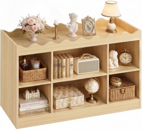 Scalloped 6 Cube Storage Organizer, 3-Tier Short Cube Bookshelf 46"