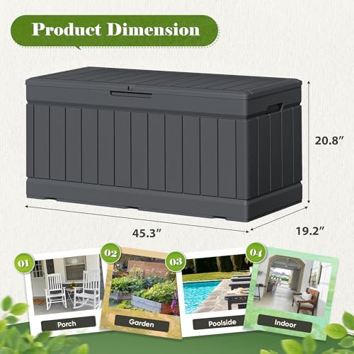 80 Gallon Outdoor Storage Box, Resin Deck Box Waterproof Patio Bin