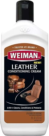 Weiman 3 in 1 Deep Leather Cleaner & Conditioner Cream - Restores Leather Surfaces - Use on Leather Furniture, Car Seats