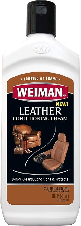 Weiman 3 in 1 Deep Leather Cleaner & Conditioner Cream - Restores Leather Surfaces - Use on Leather Furniture, Car Seats