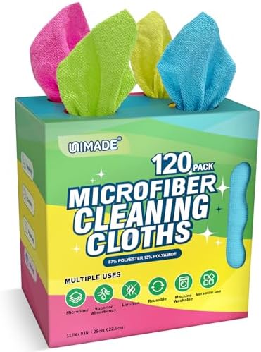 Microfiber Cleaning Cloth, 120 Pack Reusable Paper Towels