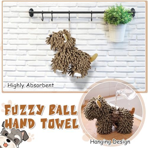 1 Pcs Chenille Dog Towel, Dark Brown, Standing Dog