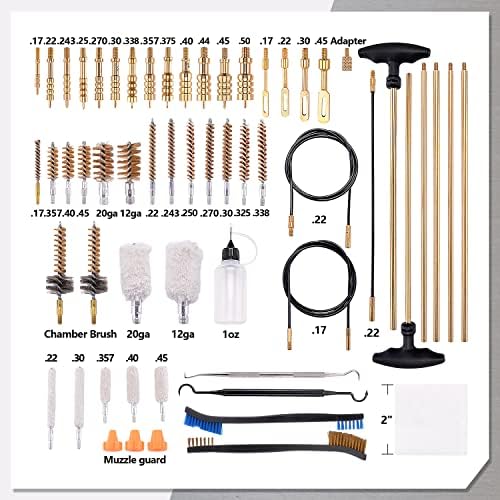Gun Cleaning Kit Rifle Pistol Shotgun Universal Cleaning Kit for 20GA 12GA.45.40.357/.380/.38/9MM.338.325/8mm.30/7.62MM.270.250.243.22.17 All Calibers
