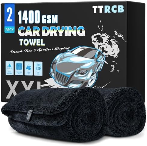 2 Pack Car Drying Towels, 48" x 24" Extra Large Microfiber Towels for Cars, Ultra-Absorbent 70/30 Blend, 1400 GSM, Streak Free, Twisted-Loop Drying Towels Car Detailing for SUV, RV, Truck