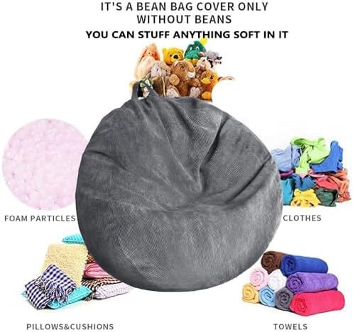 Stuffed Animal Storage Bean Bag Chair Cover (No Filler) Washable