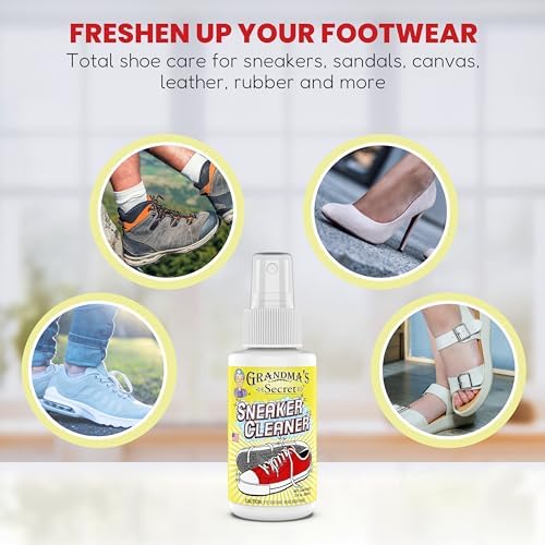 Sneaker Cleaner - for Rubber, Canvas, Leather, Stain Remover Spray Removes Dirt, Grime, Grass - Cleaner for Outdoor Shoes, Slippers, Moccasins - 16oz & 3oz Combo