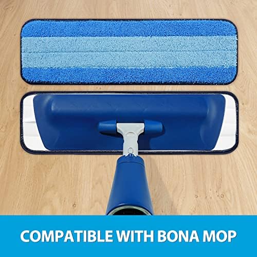 6 Pack Microfiber Cleaning Pads for Bona Mop, Safe for Hardwood and Hard-Surface Floors, Reusable Microfiber Mop Pads for 18 Inch Mop, No Residue, Super-Absorbent, Over 500 Machine Washes