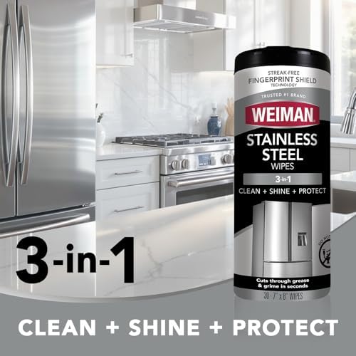 Stainless Steel Wipes and Leather Wipes - Clean and Polish Appliances for a Brighter and Longer Shine - Clean, Condition and Restore Leather Surfaces - Packaging May Vary