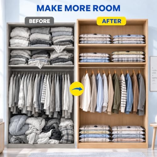 Vacuum Storage Bags, 12 Pack with Pump for Clothing and Travel