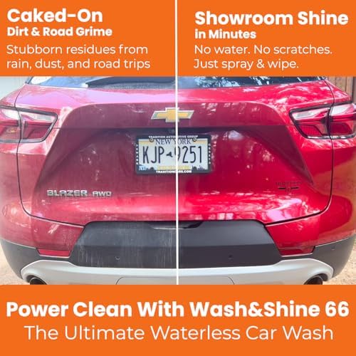 Premium WATERLESS Car Wash with Ultra Car Shine Effect California Wash&Shine 66 | Powerful Car Wash Soap for All Surfaces | Scratch-Free & Biodegradable Car Cleaner | 1 GAL