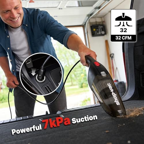 12V Car Vacuum Cleaner, 7000 Pa Handheld Vacuum, 16 FT Cord, Black
