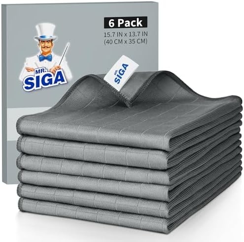 Ultra Fine Microfiber Glass Cleaning Cloths, Pack of 6