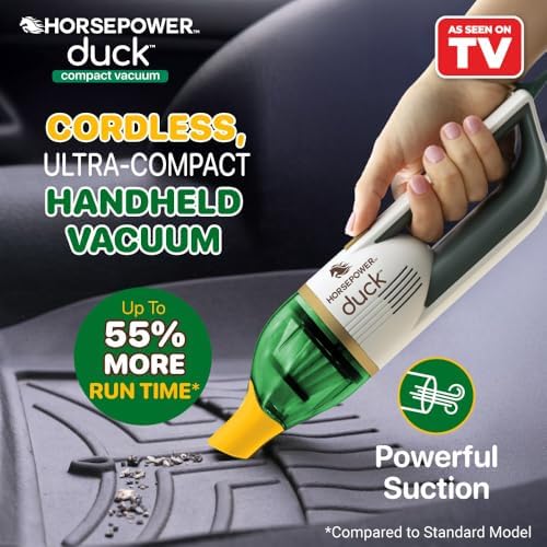 Duck Compact Cordless Vacuum, Ultra-Powerful Upgraded Battery for Extra-Long Run Time, AS SEEN ON TV, Strong Suction, Easy to Store, Portable & Rechargeable. Home & Auto (Duck Gold)