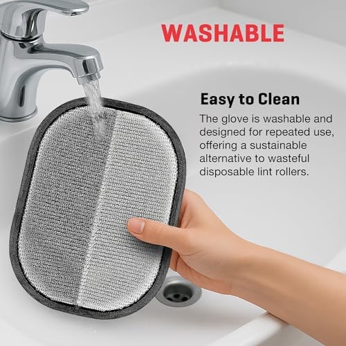 2Pcs Pet Hair Removal Glove for Dogs & Cats, Newly Upgraded Reusable Electrostatic Pet Hair Glove, Magic Brush Pet Hair Remover Tool for Clothing, Couch, Carpet, Car Seats. (Black Gray, Pack of 2)