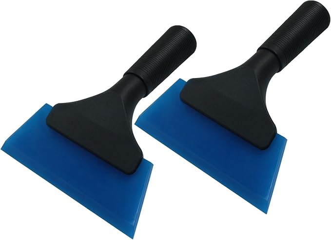 Hordion 2 Pcs Small Squeegee 5 Inch, Rubber Blade Window Tint Squeegee Mini Wiper for Car Windshield Mirror Shower Auto Cleaning, Blue