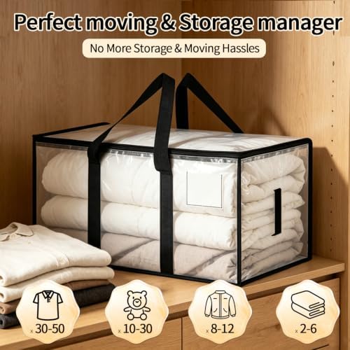 Heavy-Duty Moving Bags with strong handles (6, Clear, Medium)