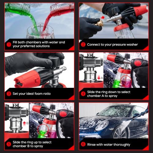F11 Dual Chamber Foam Cannon for Pressure Washer, 36 oz Snow Foam