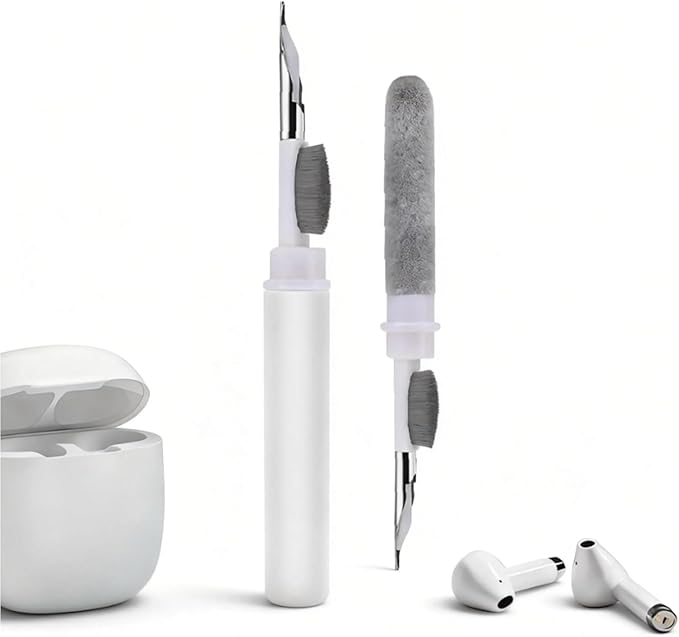 3 in 1 Cleaner Kit for AirPods Pro 1 2 3, Multi-Function Cleaning Pen with Soft Brush & Flocking Sponge for Bluetooth Earphones, Headsets Charging Case, iPhone, Laptop, Electronic Devices