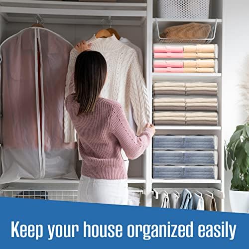 Sweater Storage Bags, Clear Zippered Vinyl Organizer, 18 x 15 x 4 IN, 5 PK