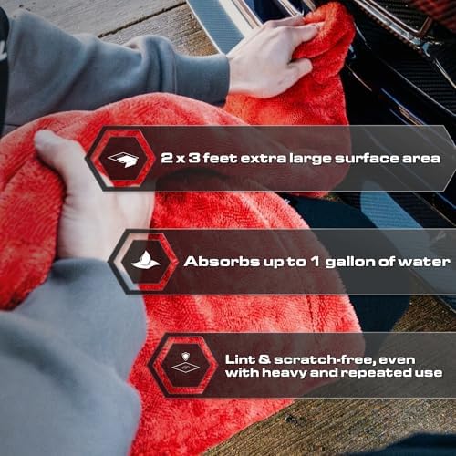 Microfiber Car Drying Towel 24"x36", 1300GSM Twisted Loop