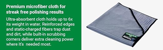 Unger Commercial ErgoTec Advanced Window Cleaning Ninja Kit 4-in-1 – Squeegee, Scrubber, Tool Holder, Microfiber Cloth – Professional Indoor/Outdoor Window Cleaning Equipment, WNK12