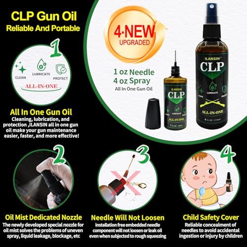 Bore Cleaner CLP Oil Needle+Spray,Gun Cleaning Kit for 12Ga / 5.56 / 9mm Gun Cleaning Snake,Gun Cleaning Supplies with Gun Cleaning Patches,6'' Gun Cleaning Swabs,Gun Brushes,Picks,Jag,Tip