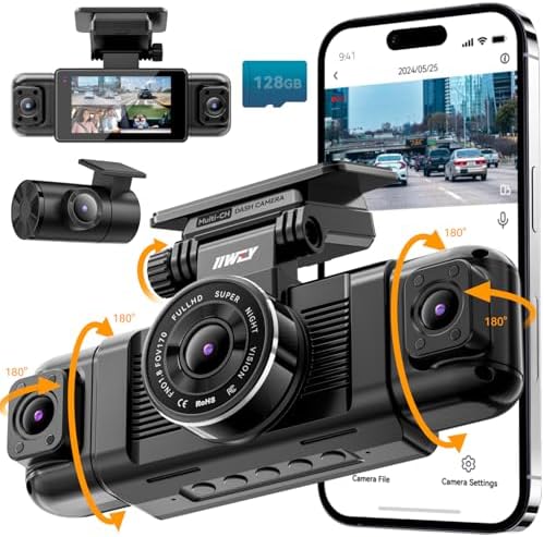 N5 4 Channel Dash Cam for Cars, 360° View 2K Front 1080P Rear Inside