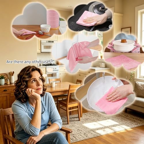 80 Pack Microfiber Cleaning Cloth Roll,Lint Free Rags Paper Towels & Tear Away Reusable Towels,Washable Shop Rags,Wash Cloths Dish Rags(12" x 12") for Car Kitchen Window Garage-Pink