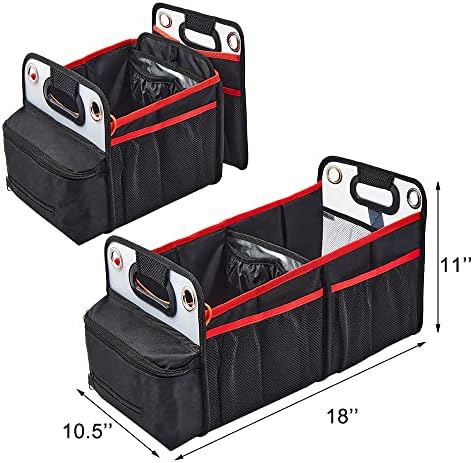 Car Trunk Organizer, Collapsible SUV Storage with Insulated Drinks Holder