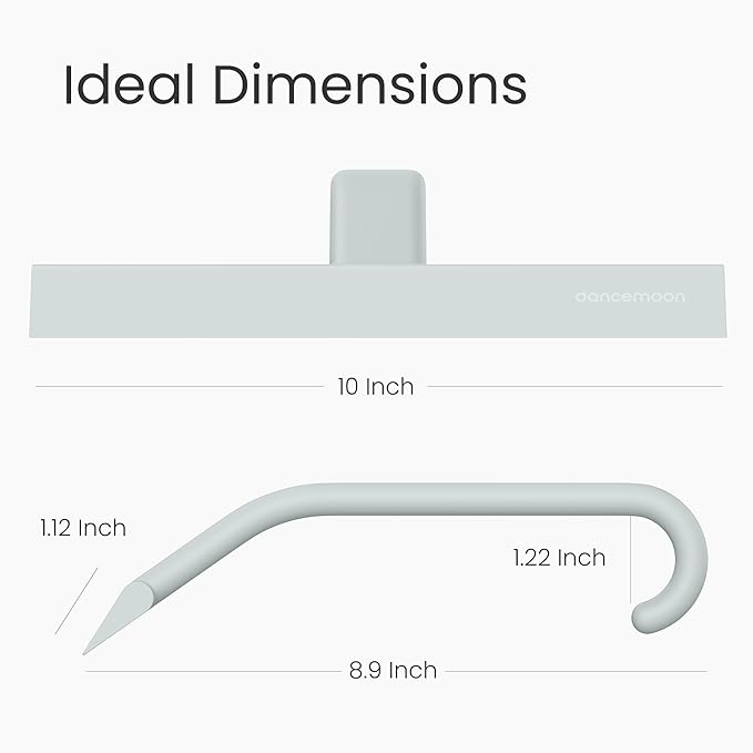 dancemoon JustHang Shower Squeegee for Glass Doors, All-One-Piece Award-Winning Silicone Squeegee with Built-in Hook for Bathroom, Window, Mirror, Tile Wall,Car, Streak-Free Cleaner,10-Inch Sage Green