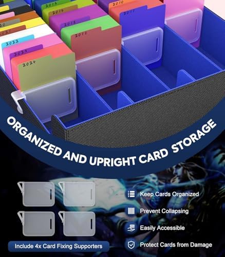 Trading Card Storage Box for MTG, 3000+ Card Organizer, Black Blue