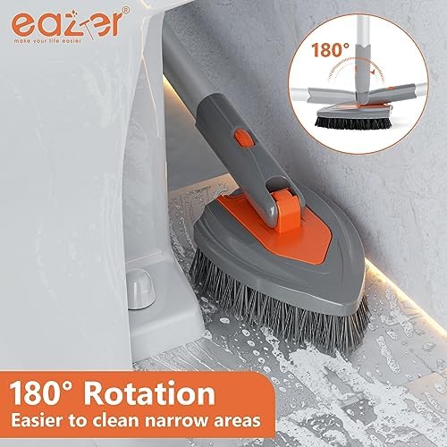 4-in-1 Long-Handled Tub Scrubber-Versatile Bathroom Cleaning Brush with Shower Scrubber-Ideal Shower Cleaner Brush for Efficient Cleaning-Long Handle Scrub Brush for Shower, Tub, and Bathroom