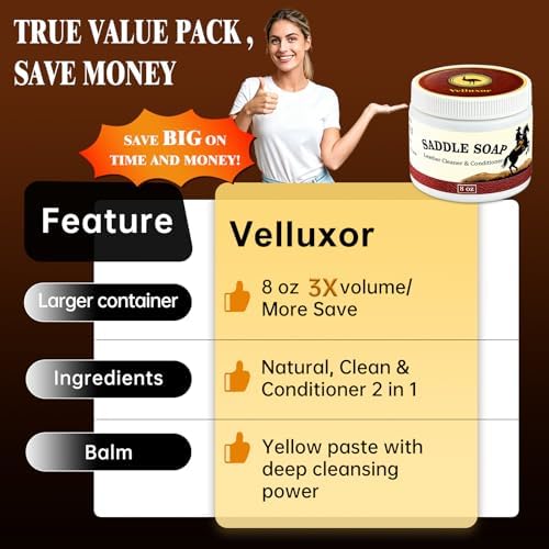 Yellow Saddle Soap for Leather 8oz set - Leather Cleaner and Conditioner to Soften, Protect & Restore Leathercraft - Leather Cleaner for Car Seat, Couch, Shoes, Purse, Boot, Handbag & Saddles
