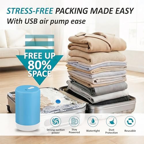 Travel Vacuum Storage Bags with Rechargeable Cordless USB Pump, 26 Combo