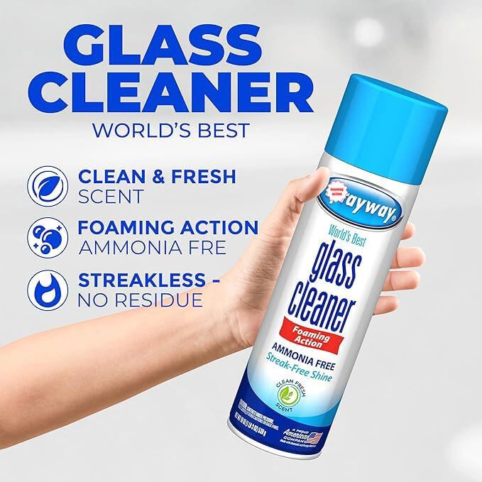 The Award Box Sprayway Glass Cleaner Foam Action Cleaner 19 oz. with Cleaning Cloth in Packaging (3 Pack)