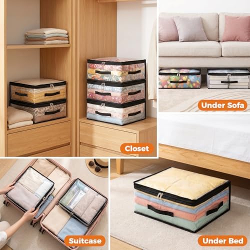 5Pcs Clear Storage Bags With Zippers & Handles Blanket Storage Bags