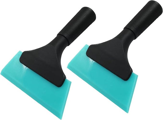 Hordion 2 Pcs Small Squeegee 5 Inch, Rubber Blade Window Tint Squeegee Mini Wiper for Car Windshield Mirror Shower Auto Cleaning, Light Blue