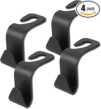 4PCS Car Seat Headrest Hooks, Auto Back Seat Hanger Holder, Durable Stylish Vehicle Organizer Universal Car Interior Acc