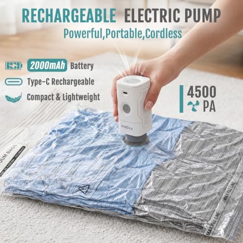 Rechargeable Cordless Pump Vacuum Storage Bags, 24 Travel Combo